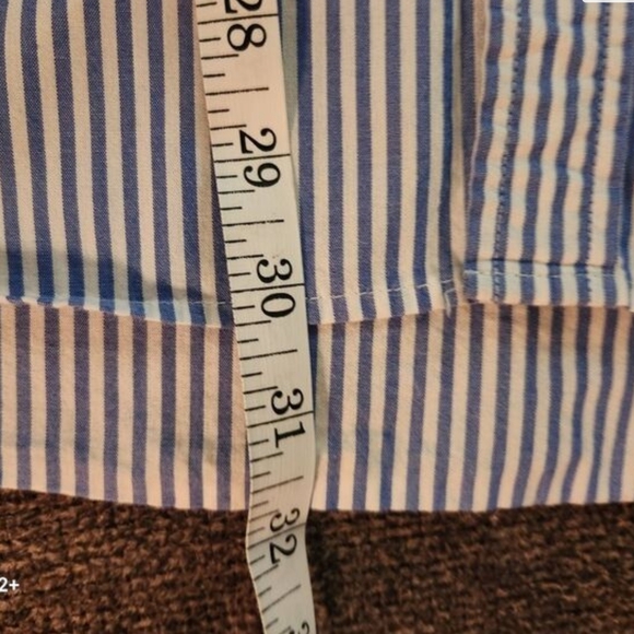 American Eagle Outfitters Athletic Fit Blue and White Striped Button-Down Shirt - Picture 7 of 8